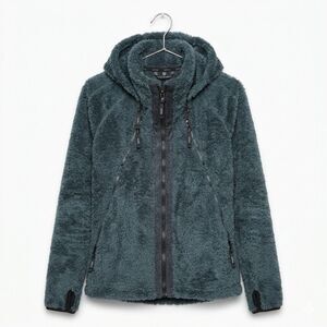 KUHL Flight Jacket Womens Small Green Fleece Sherpa Hooded Gorpcore Athletic